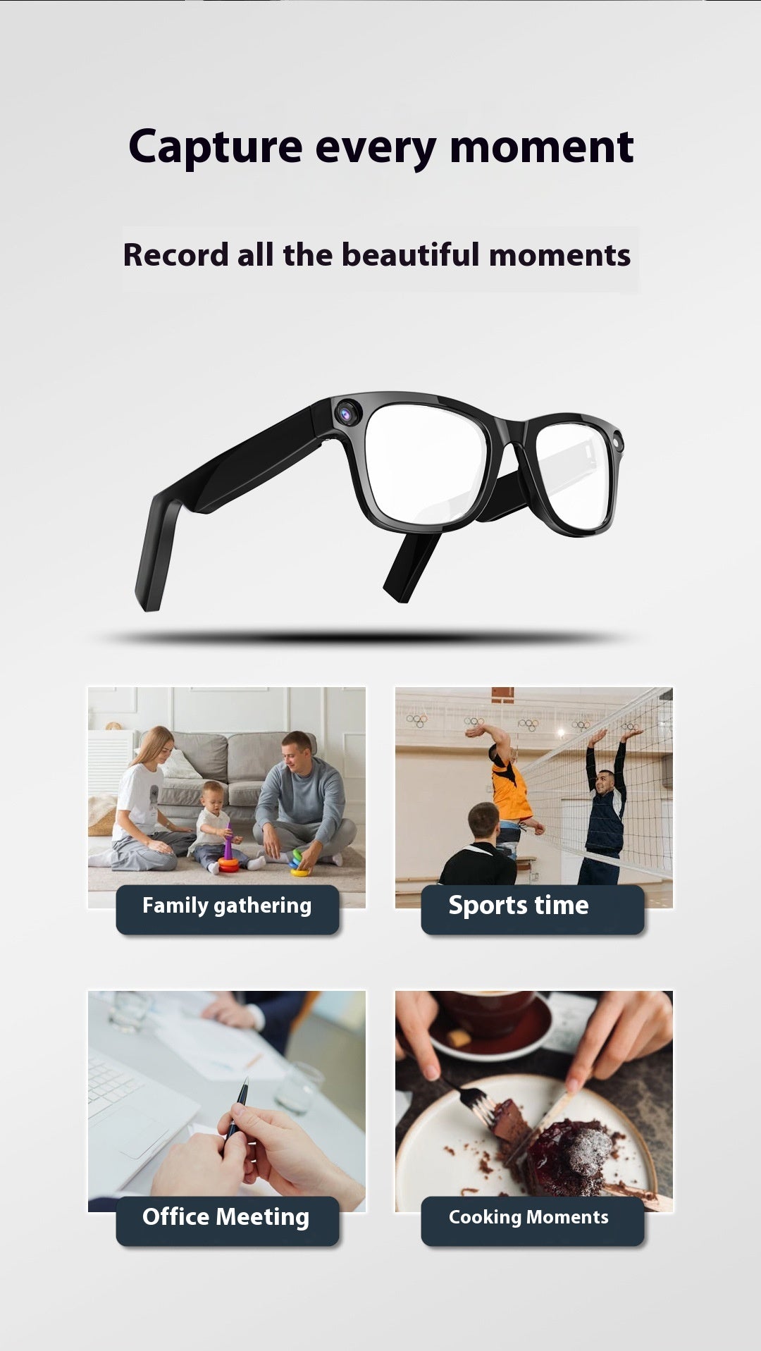 AI Camera Smart Glasses – HD Video, Voice Control & Translation
