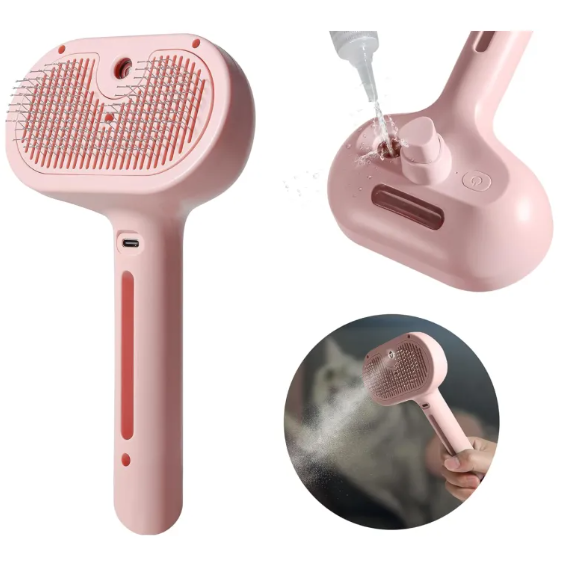 Pet Hair Spray Brush – Water Tank Grooming Brush for Cats & Dogs