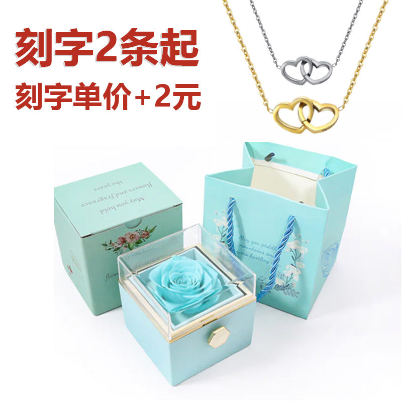 Rotating Jewelry Box with Eternal Rose – Elegant Gift for Her