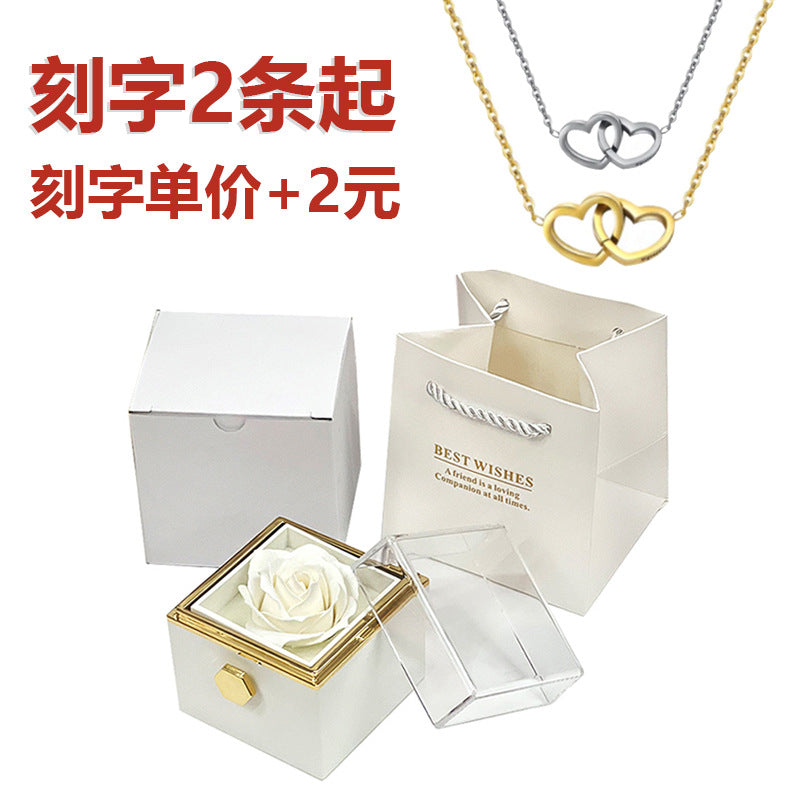 Rotating Jewelry Box with Eternal Rose – Elegant Gift for Her