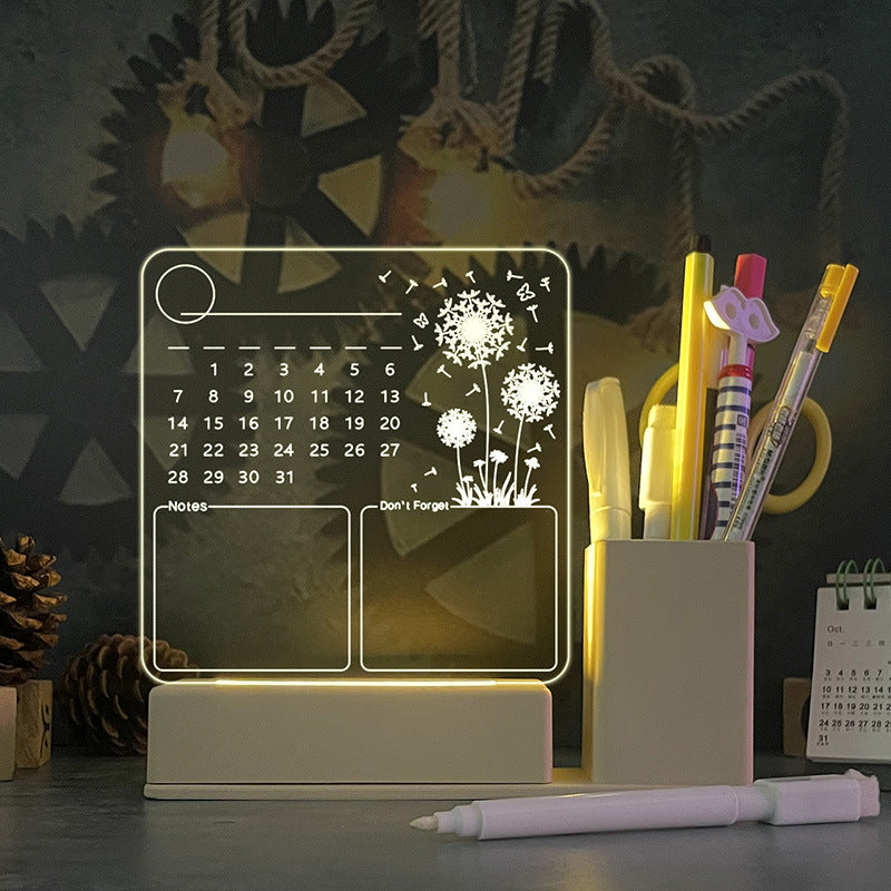 LED Acrylic Calendar Memo Board – Glow-Up Desk Organizer with Night Light