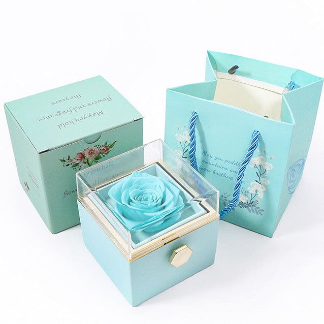 Rotating Jewelry Box with Eternal Rose – Elegant Gift for Her