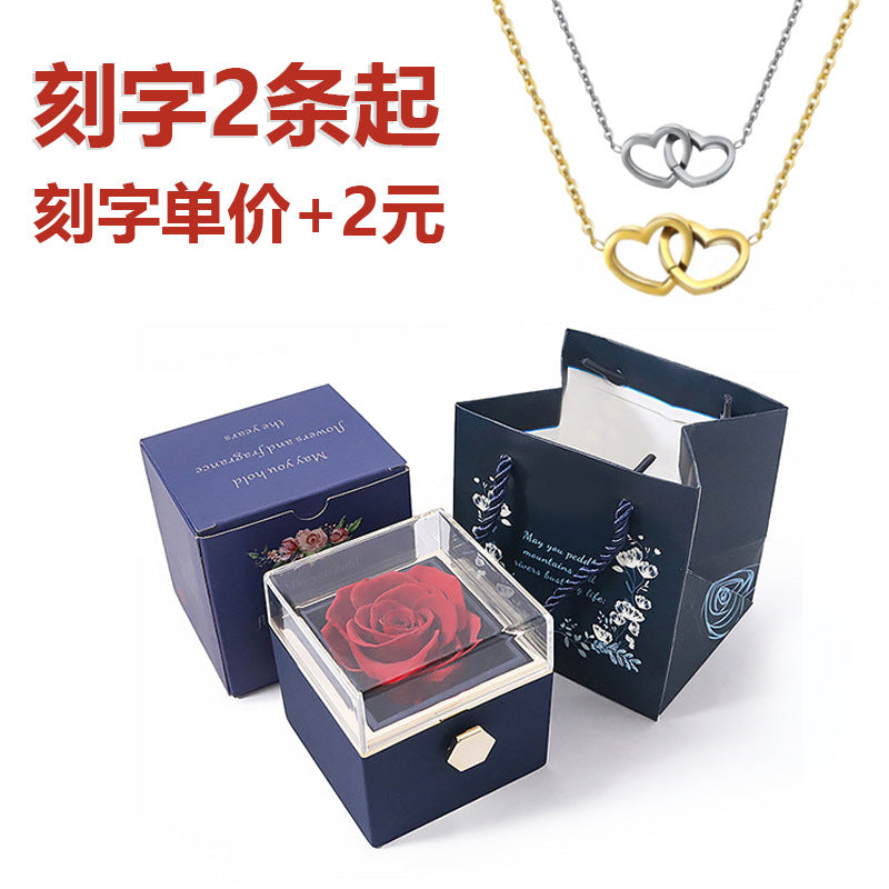 Rotating Jewelry Box with Eternal Rose – Elegant Gift for Her