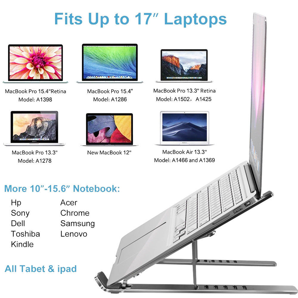 Adjustable Aluminum Laptop Stand – Portable Ergonomic Riser