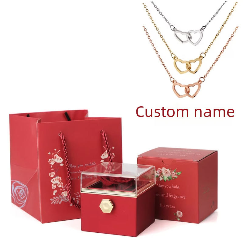 Rotating Jewelry Box with Eternal Rose – Elegant Gift for Her