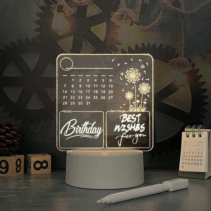 LED Acrylic Calendar Memo Board – Glow-Up Desk Organizer with Night Light