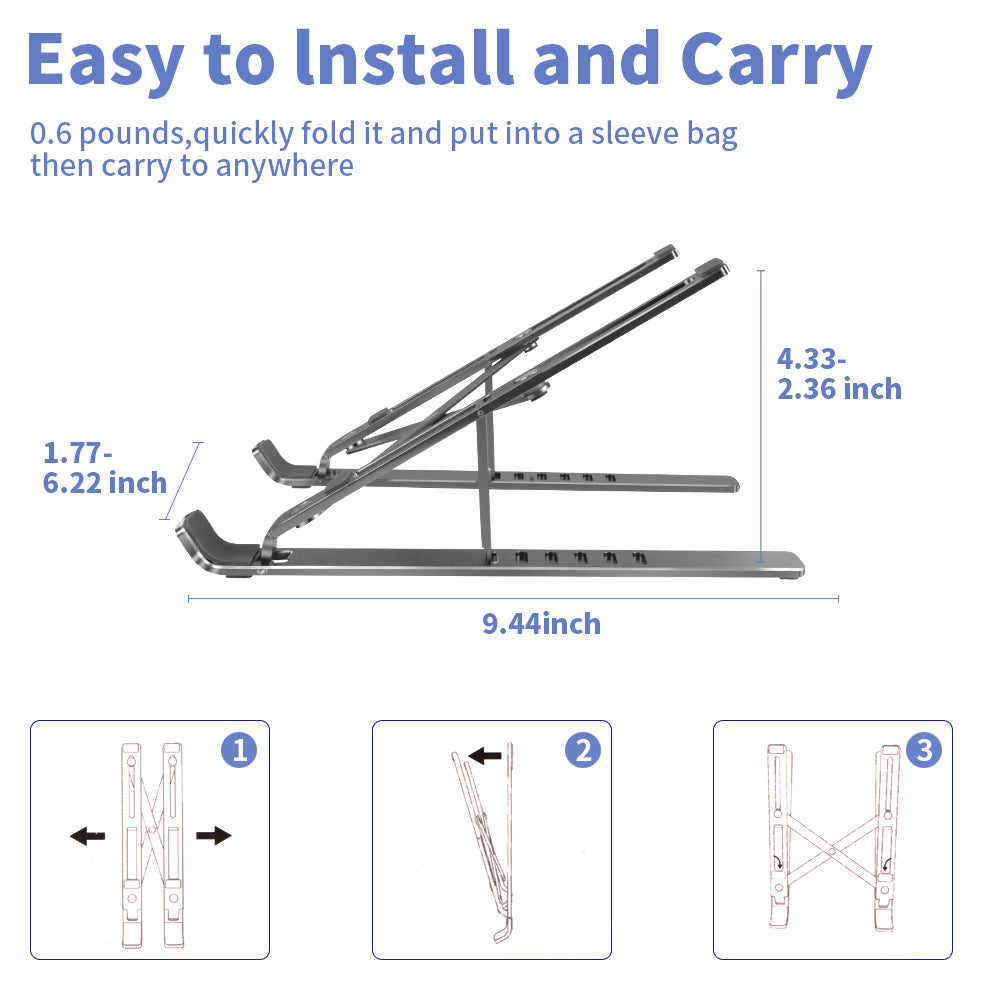 Adjustable Aluminum Laptop Stand – Portable Ergonomic Riser