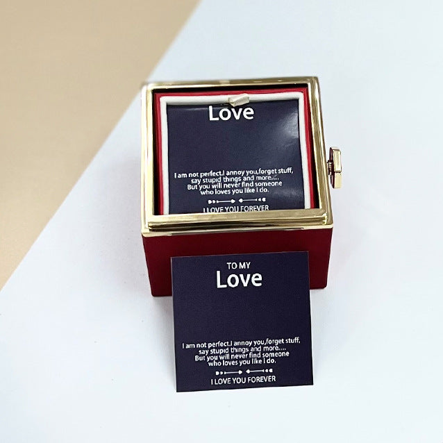 Rotating Jewelry Box with Eternal Rose – Elegant Gift for Her