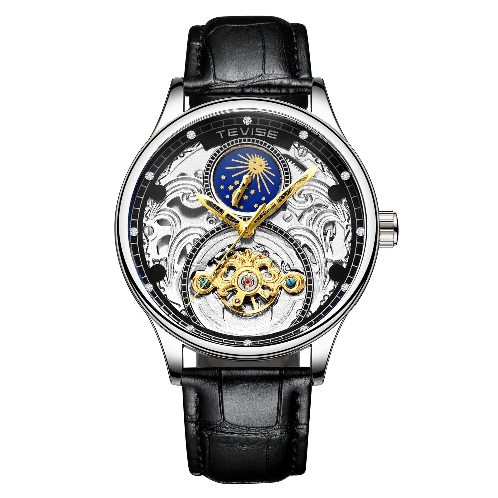 Tevise Swiss Automatic Mechanical Watch – Elegant Hollow Design