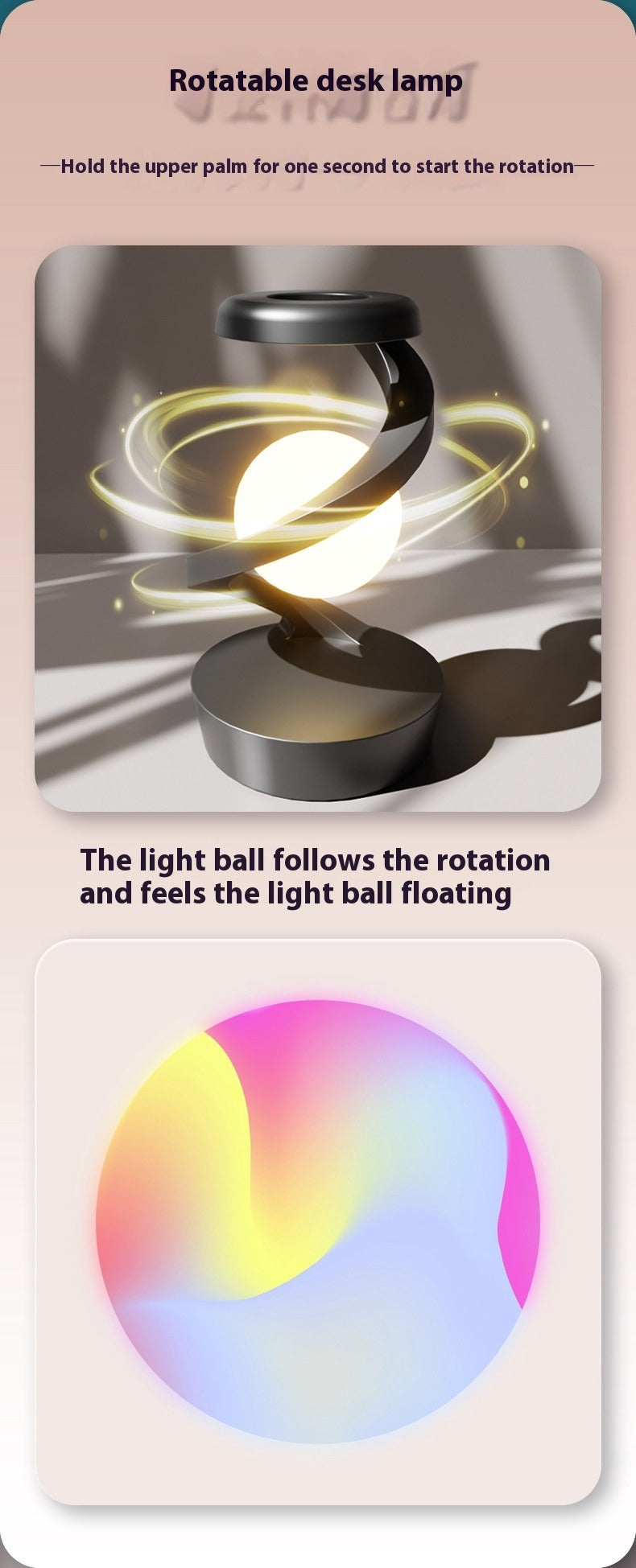 Rotating Moon Lamp with Wireless Charging – Magical Night Light