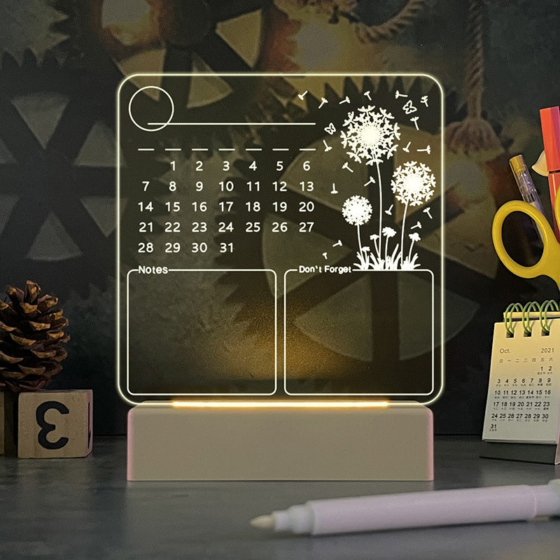 LED Acrylic Calendar Memo Board – Glow-Up Desk Organizer with Night Light