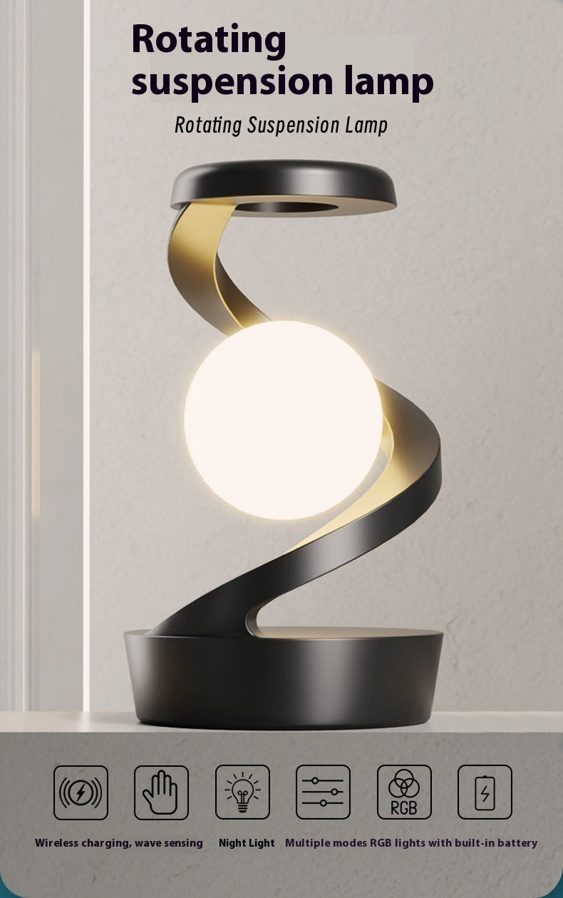 Rotating Moon Lamp with Wireless Charging – Magical Night Light