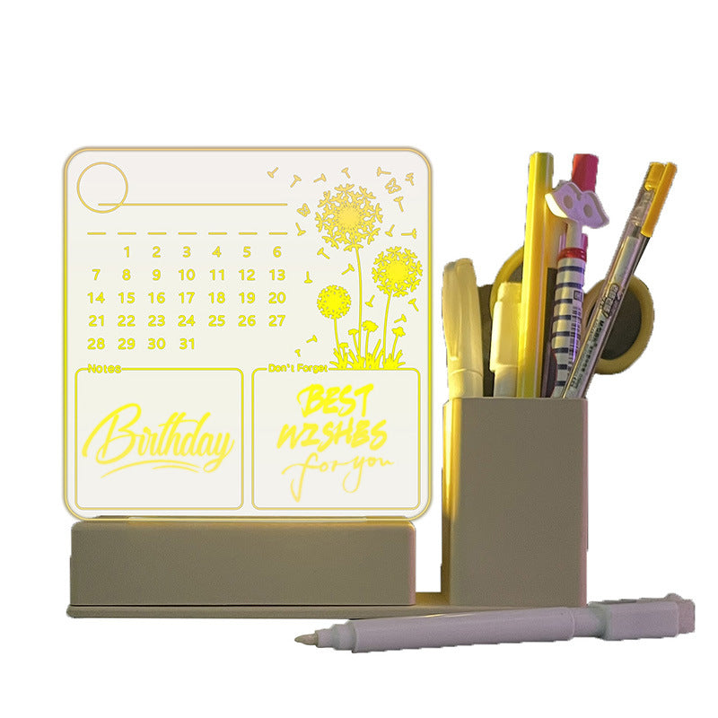 LED Acrylic Calendar Memo Board – Glow-Up Desk Organizer with Night Light