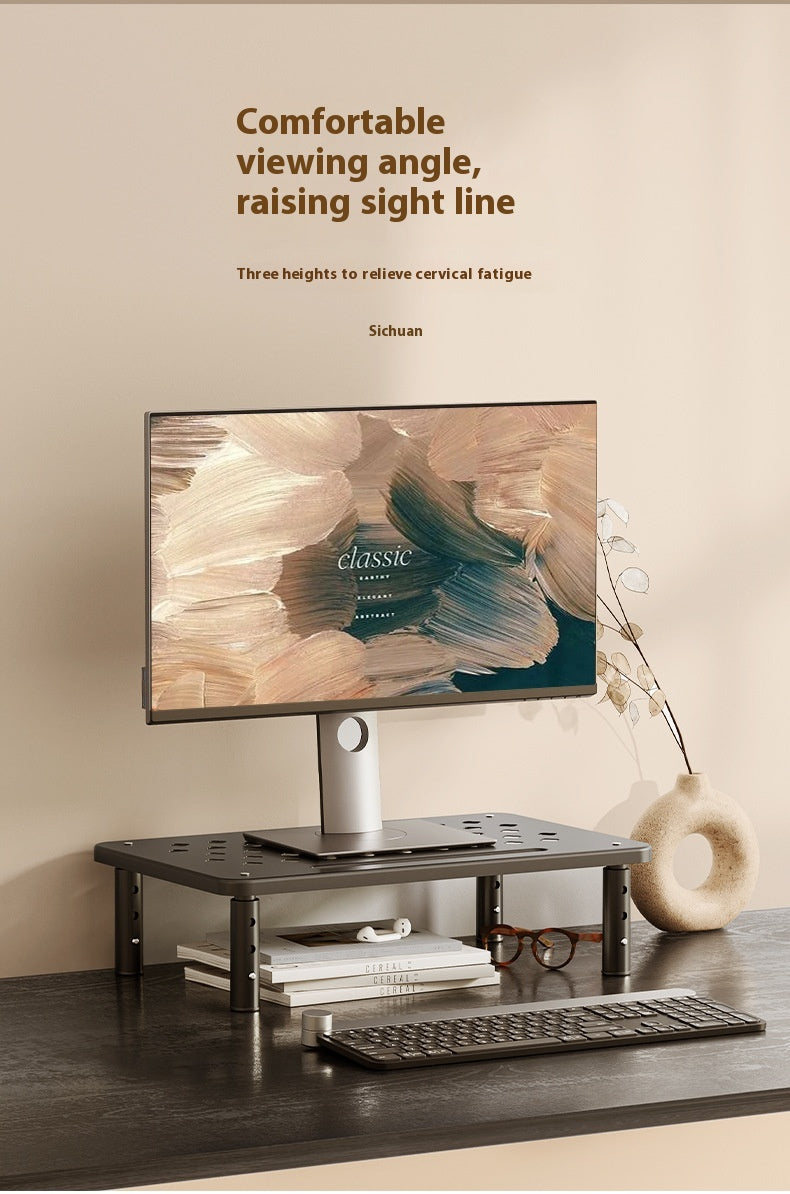 Retractable Desktop Monitor Riser – Adjustable Steel Stand