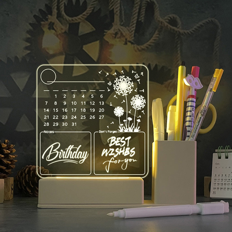 LED Acrylic Calendar Memo Board – Glow-Up Desk Organizer with Night Light
