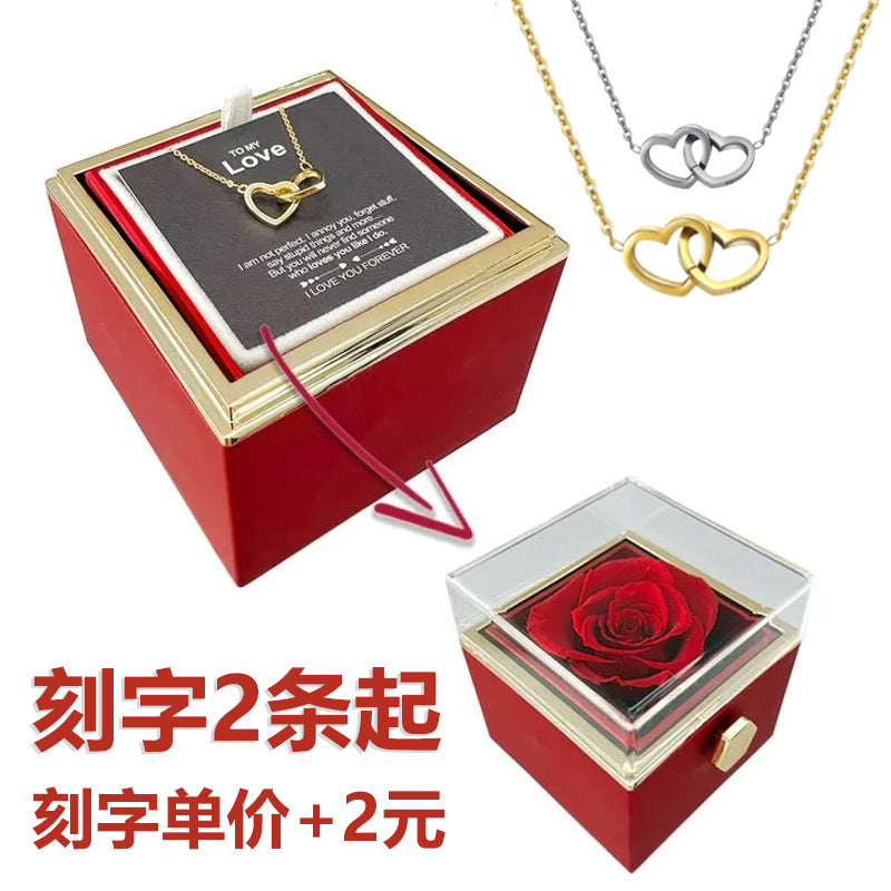 Rotating Jewelry Box with Eternal Rose – Elegant Gift for Her