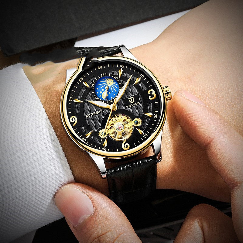 Tevise Swiss Automatic Mechanical Watch – Elegant Hollow Design