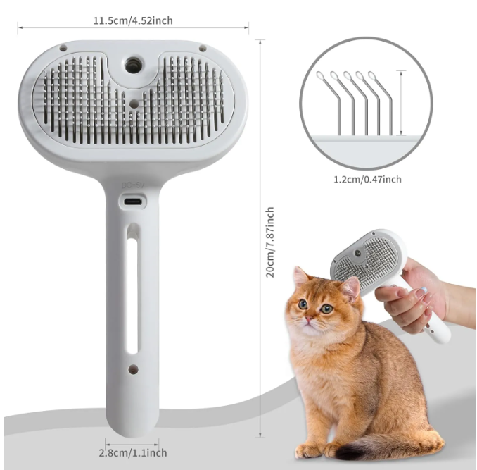 Pet Hair Spray Brush – Water Tank Grooming Brush for Cats & Dogs