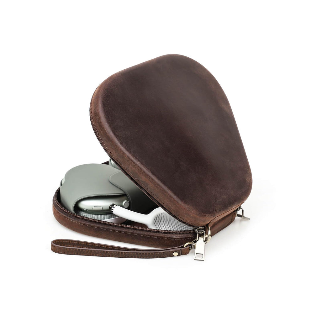 Genuine Leather AirPods Max Case – Crazy Horse Cowhide Travel Case