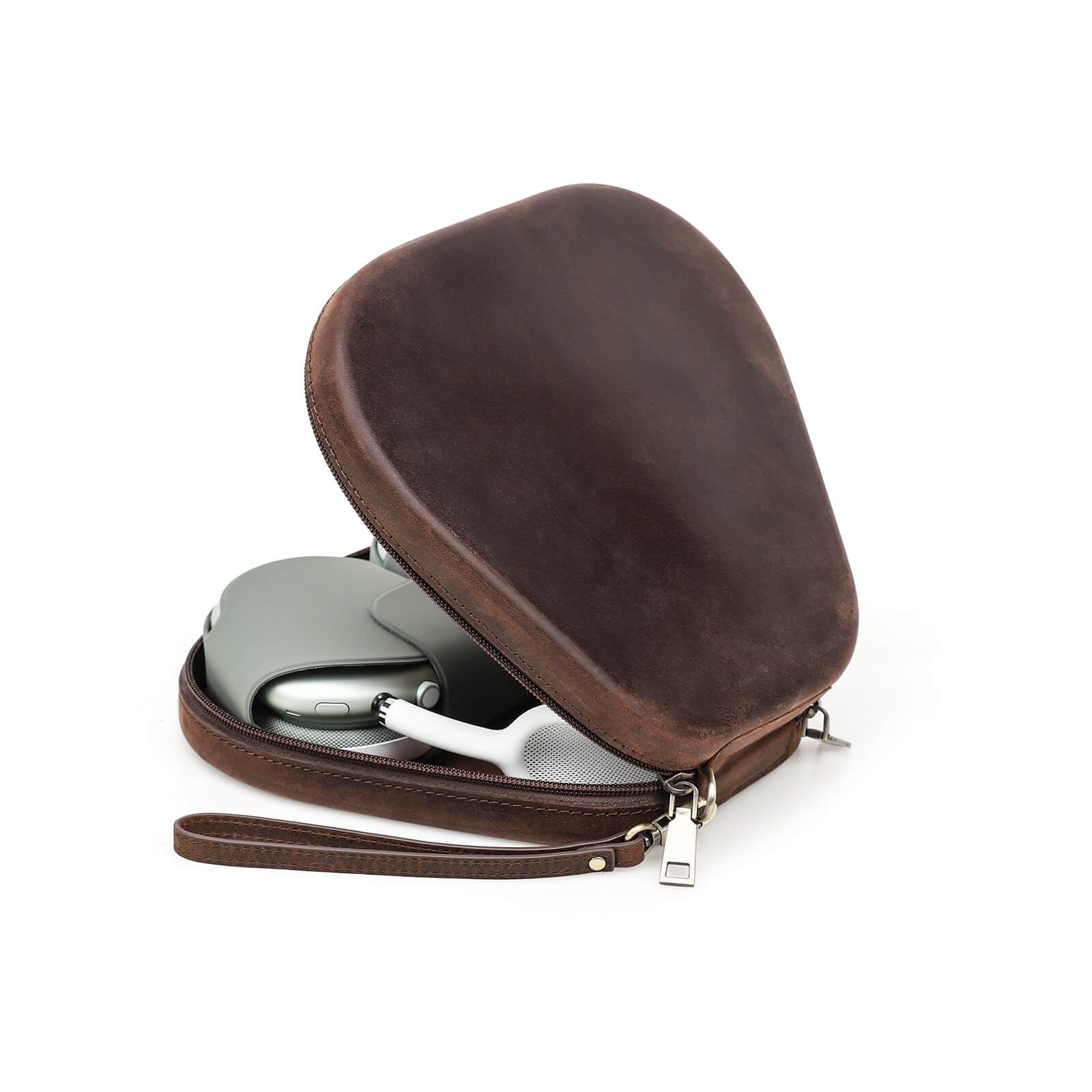 Genuine Leather AirPods Max Case – Crazy Horse Cowhide Travel Case