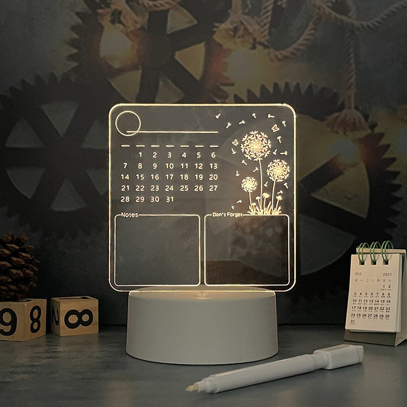 LED Acrylic Calendar Memo Board – Glow-Up Desk Organizer with Night Light