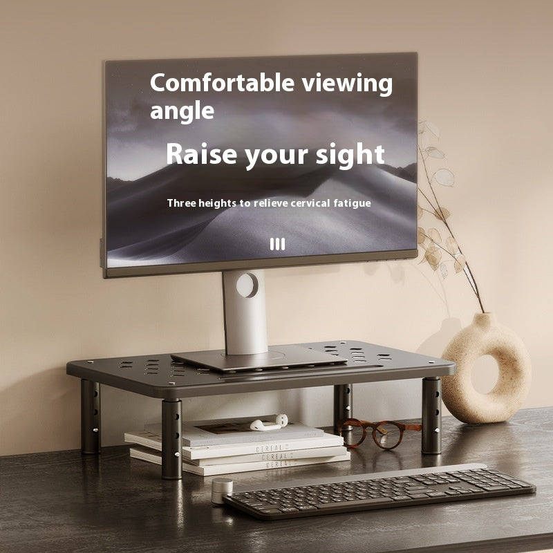 Retractable Desktop Monitor Riser – Adjustable Steel Stand