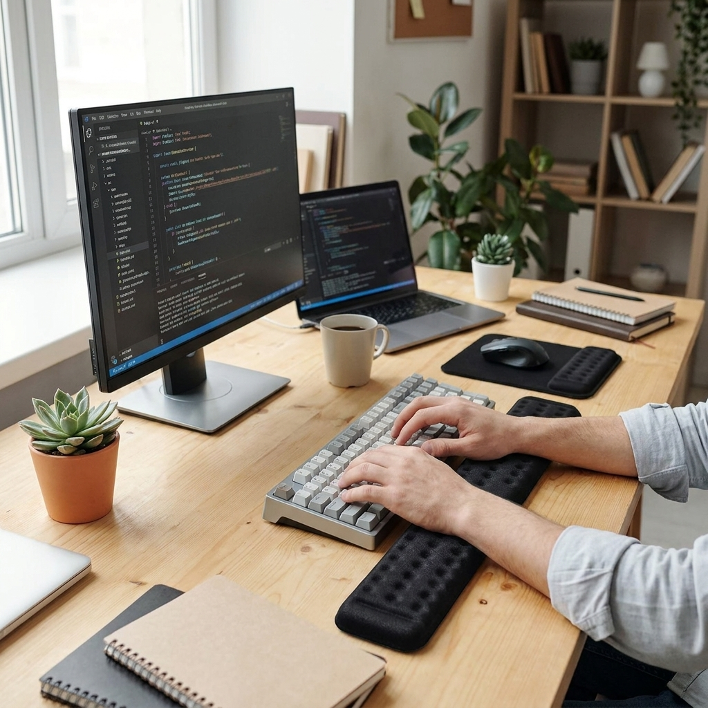 Keyboard and Mouse Wrist Rest in use - lifestyle photo