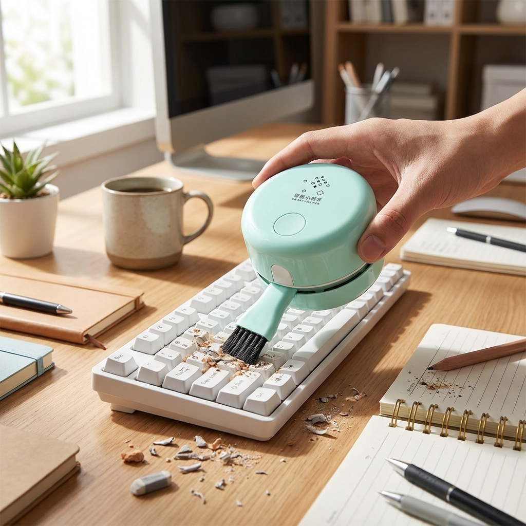Mini Vacuum Desk Cleaner in use - lifestyle photo