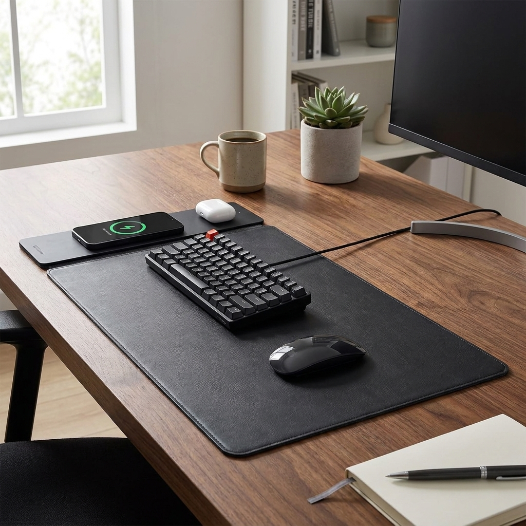 Magnetic Wireless Charging Mouse Pad in use - lifestyle photo