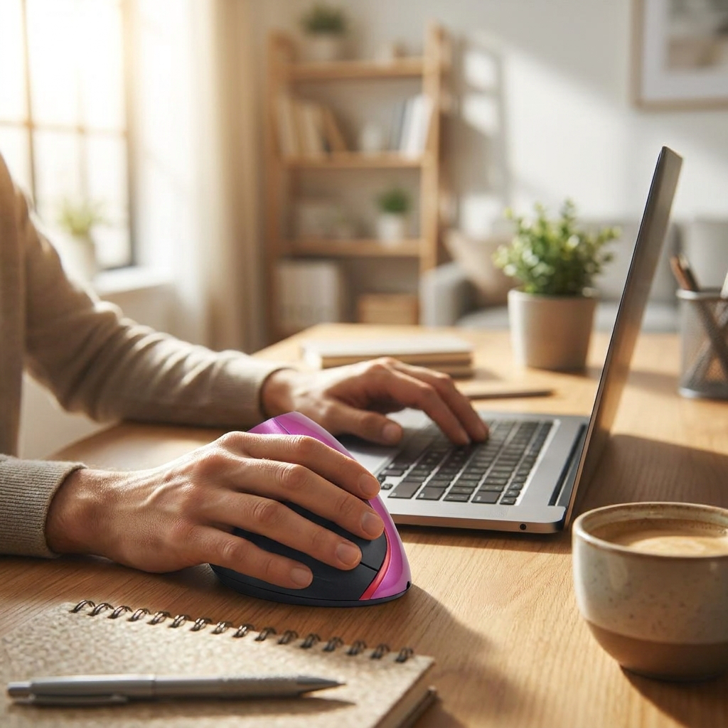 Ergonomic Wireless Vertical Mouse in use - lifestyle photo