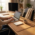 Large Waterproof Cork Desk Mat in use - lifestyle photo