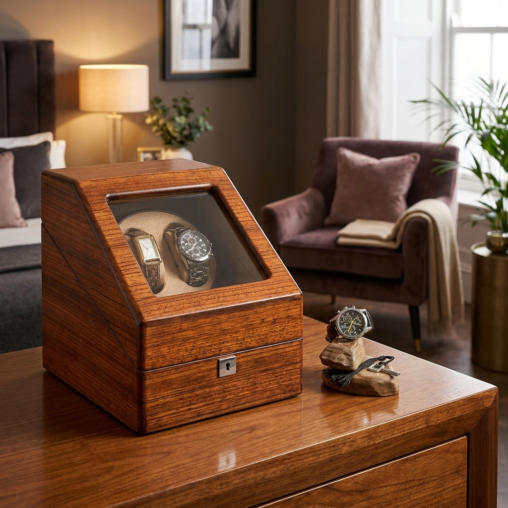 Wooden Watch Winder in use - lifestyle photo