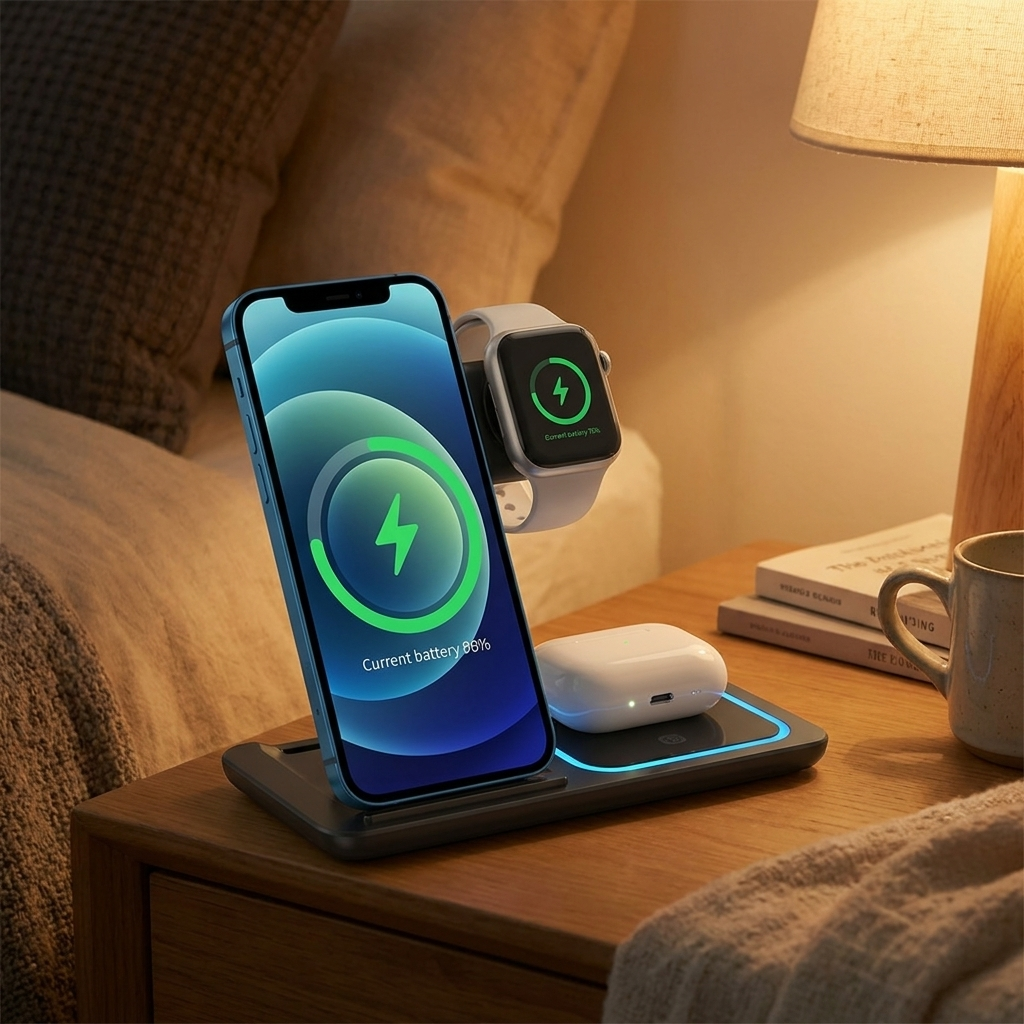 3-in-1 Wireless Charging Station in use - lifestyle photo