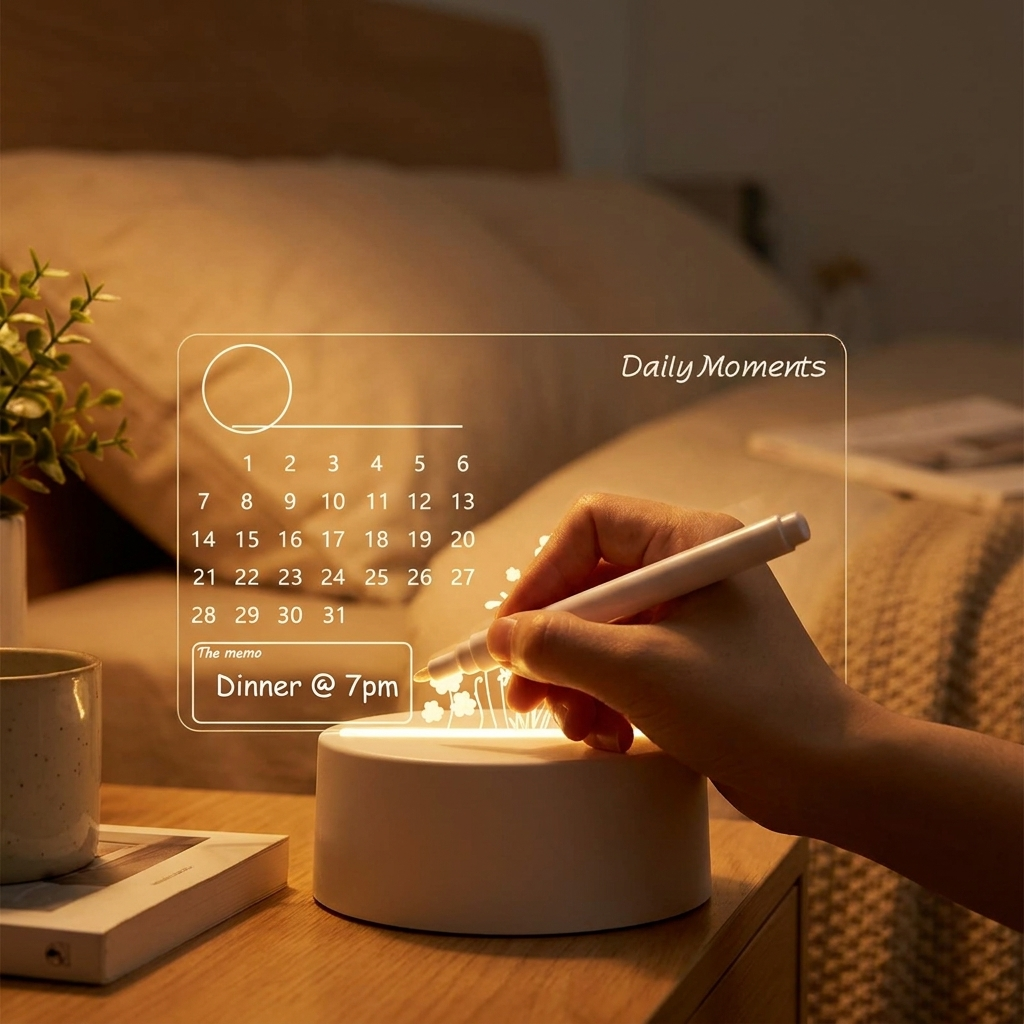 LED Acrylic Calendar Memo Board – Glow-Up Desk Organizer with Night Light